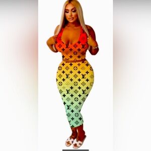 Super Sexy Summer Tropical Colored 2 Piece Skirt Set